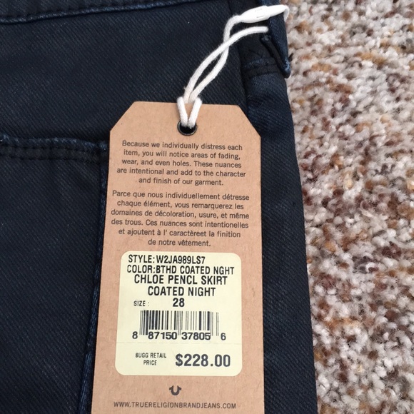 True Religion coated denim pencil skirt size 28 - Picture 4 of 8